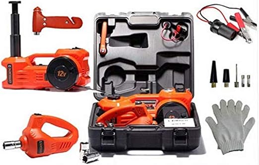 360¡Ã Light Electric Car Jack 5 Ton Hydraulic Floor Jack With Built-In Tire Inflator Pump & Led Light - 2-Way Power Supply, Extra Safety Hammer - 12V Electric Hydraulic Car Jack For Tire Replacement¡­